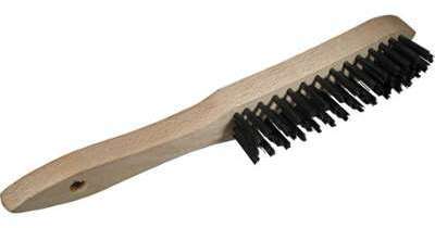 Brosse à main manche bois fil inox droit diamètre 0 Brosse à main manche bois