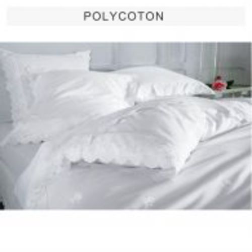Housse de couette polycoton unie brodée fleurs BRO