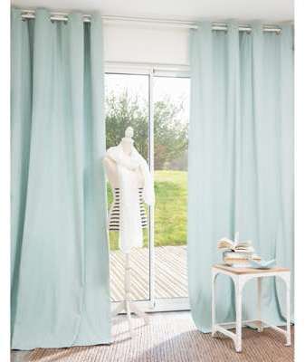 Rideau à oeillets en coton bleu de brume 140 x 250 Rideau à oeillets en coton