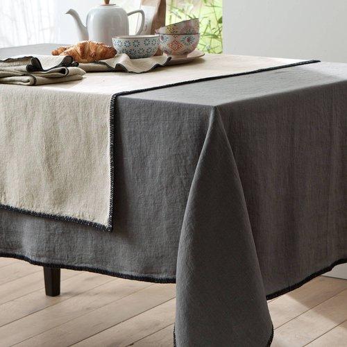 Nappe lin lavé stone wash Letia Harmony gris foncé