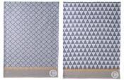 Torchon 100 coton motifs mosaïques - Lot de 2 assortis Torchon 100 coton motifs mosaïques