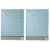 Torchon 100 coton motifs mosaïques - Lot de 2 assortis Torchon 100 coton motifs mosaïques