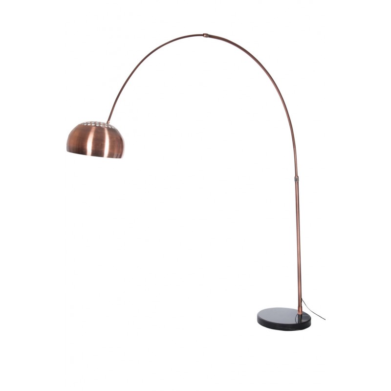 Lampe de lecture en arc en inox cuivré et pied en