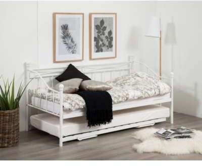 Lit banquette gigogne OLIVA 2x90x190 cm blanc