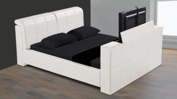 Lit en cuir multimedia avec support tv intégré - V