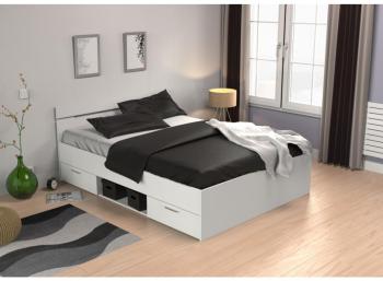Lit Tiroirs Blanc Perle 140x200 - Terre de Nuit