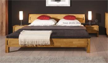 Lit adulte contemporain en chêne massif Oslo 160x2