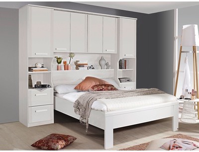 Lit pont RIGA 140x190 cm blanc sans tiroir