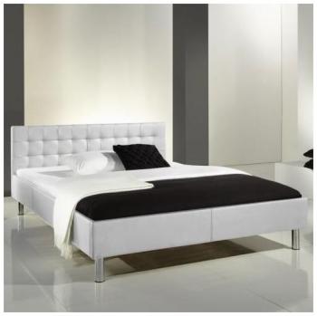 Lit adulte blanc tête capitonnée- 140x200cm- supra