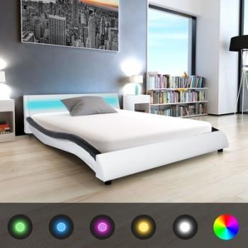 VidaXL Cadre de lit avec LED 140 x 200 cm Cuir art