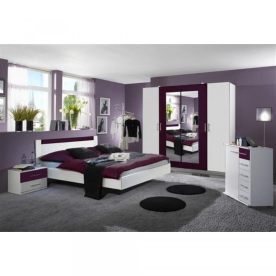 Ensemble Lit + Armoire + 2 Chevets - Marque Anonym