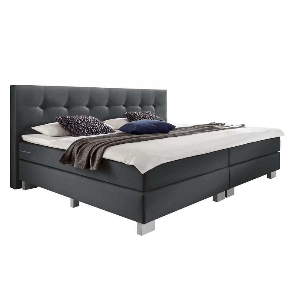 Lit boxspring Royal Night - Tissu structuré - 200
