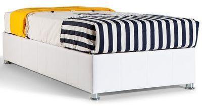 Lit coffre 90x200 similicuir blanc coloris sans tê