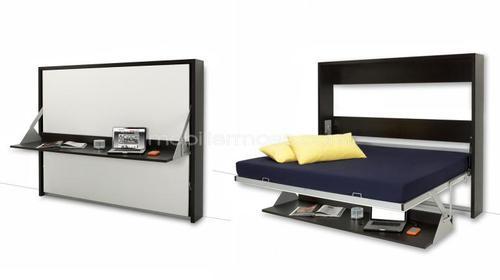 Lit double escamotable 140x200 cm avec bureau raba