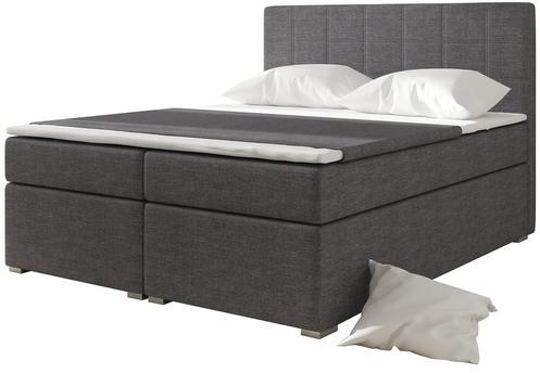Lit boxspring design 180x200 en tissu coloris gris