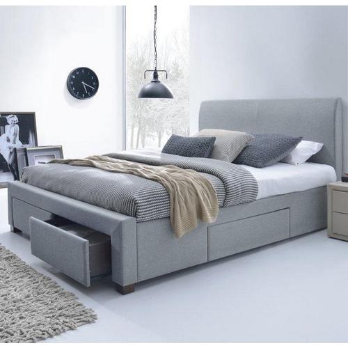 Lit moderne gris 160 x 200cm avec sommier Moreno
