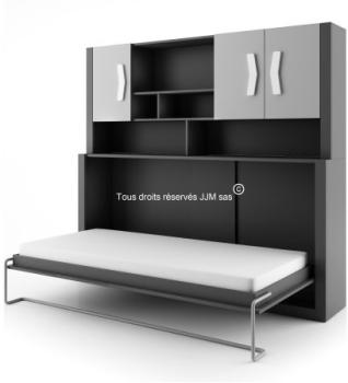 Lit armoire escamotable horizontal Alfa avec matel