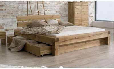 Lit 2 places avec tiroir en chene naturel Letto 18