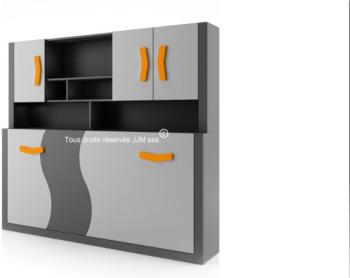 Lit armoire escamotable horizontal Alfa avec matel