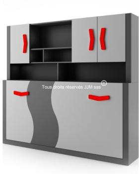 Lit armoire escamotable horizontal Alfa avec matel
