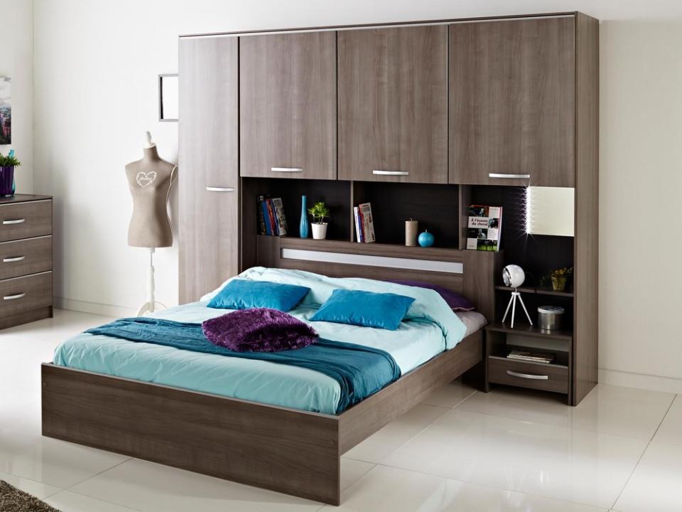 Lit pont EVY 140x190 cm noyer