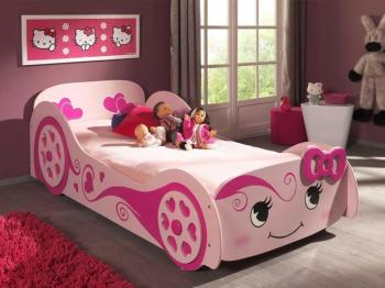 Lit enfant voiture LOVE CAR 90x200 cm rose
