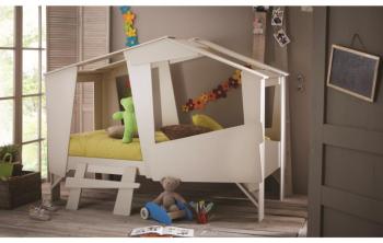 Lit Enfant Cabane Taupe-Beige 90x200 - Terre de Nu