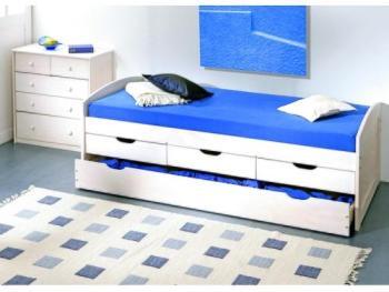 Lit gigogne 90x200 coloris blanc avec 3 tiroirs