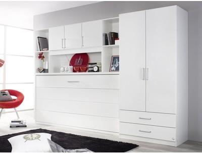 Lit escamotable ALBANO 90x200 cm blanc avec surmeu