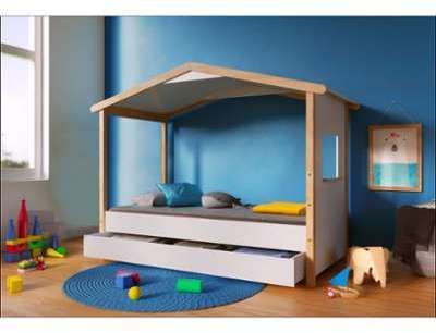 Lit enfant CABANE pour couchage 90x190cm avec tiro