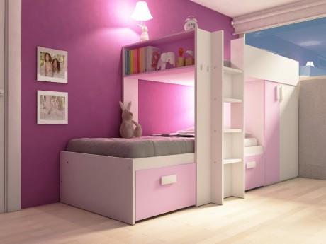 Lits superposés JULIEN - 2x90x190cm - Armoire inté