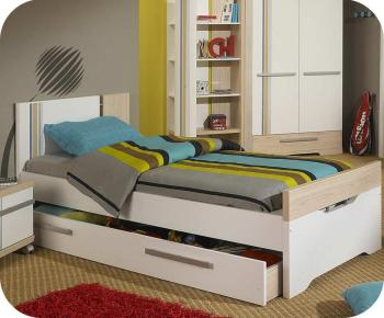 Lit Enfant Bora Blanc et Bois 90x190 cm