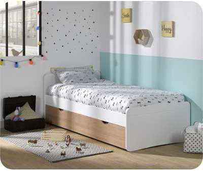 Lit Enfant Gigogne Willow Blanc et Hêtre Naturel 9