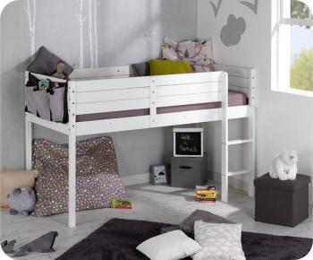 Lit Enfant Mi-Hauteur Tamis Blanc 90x190 cm Lit Enfant Mi-Hauteur Tamis