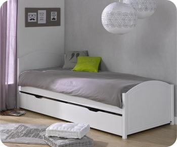 Lit Ado Gigogne Pacôme Blanc 90x200 cm
