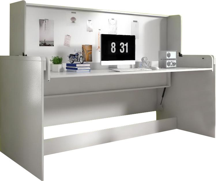 Lit-bureau combiné 90x200 en MDF coloris blanc