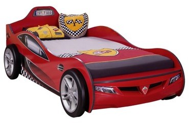 Lit voiture 90 x 190 cm pour enfant coloris rouge
