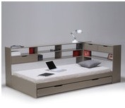 Lit Combiné 90x190cm + étagères + Tiroir + sommier