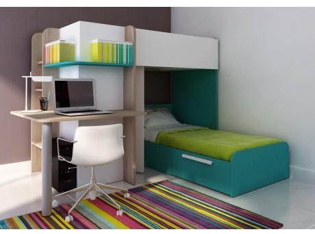 Lits superposés SAMUEL - 2x90x190cm - Bureau intég