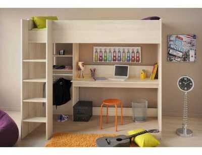 LIT 90X200 MEZZANINE EN BOIS COLORIS ACACIA CLAIR