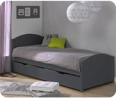 Lit Ado Gigogne Pacôme Gris Anthracite 90x200 cm