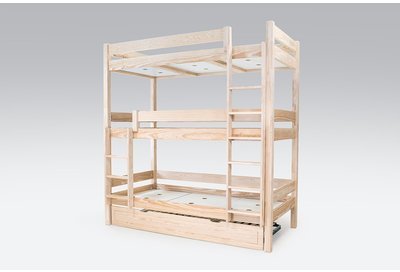 Lit superposé ABC 4 places en bois massif 90x190