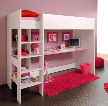 Lit mezzanine ado mixte blanc réversible rose ou b