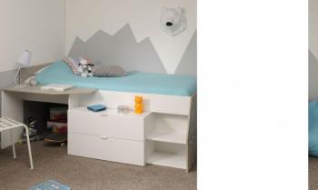 Lit surélevé combiné enfant ado mixte couleur gris