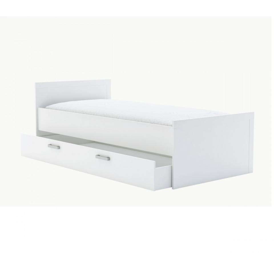 Lit Enfant Tiroir 90x200 Blanc Perle