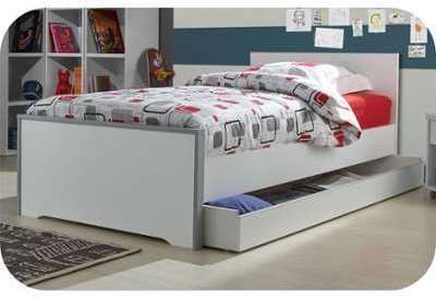 Lit Enfant Timéo Blanc et Gris 90x190 cm Lit Enfant Timéo Blanc et