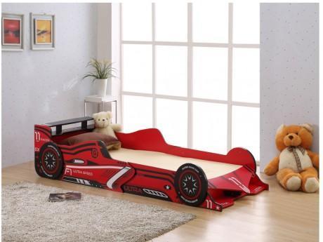 Lit voiture FORMULE 1 - 90x190cm - MDF rouge - LED
