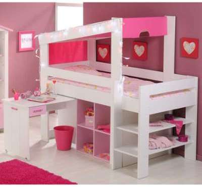 Lit combiné pour fille coloris blanc et rose indie