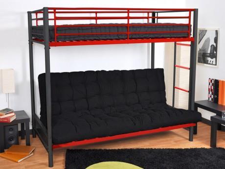 Pack MODULO IV - Lit mezzanine noir et rouge 90x19