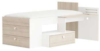 Lit enfant combiné blanc et acacia 90x200 - Terre